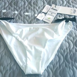 KISUII White with black ties Bikini Bottom Large Made in Italy